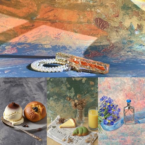 6PCS Non-Wrinkle Product Photography Backdrops: Tabletop Photo Backdrop Gradient Cloth, 31x21in Flat Lay Seamless Props for Food Jewelry Cosmetics - color: Retro Oil Painting