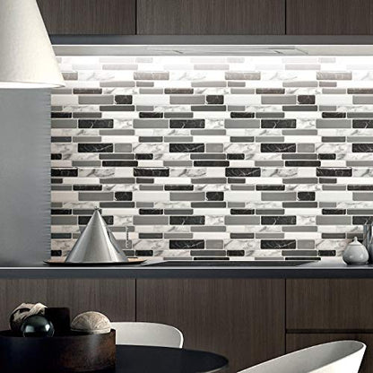 Art3d 10-Sheet Peel and Stick Kitchen Backsplash Tiles, 12"x12" Self-Adhesive Marble Grey Wall Tiles for Kitchen and Bathroom - color: Gray Marble, size: 12" x 12" (10 Sheets)