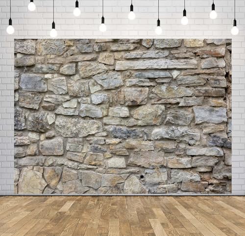 BELECO 5x3ft Fabric Rock Stone Wall Backdrop Vintage Brick Rock Stones, Rustic Wall Texture Background for Themed Party Decorations Home Decor Photoshoot Props - size: 5x3FT