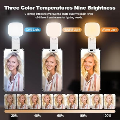 LED Video Light for Camera & Phone – Clip On Rechargeable Laptop Light with 100 LEDs, Dimmable 2500K–6000K, USB-C Selfie Light for Zoom Meetings, Streaming, YouTube & Photography - color: LED_White-