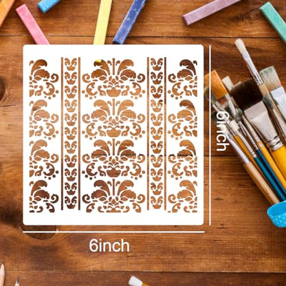 Damask Stencils 6inch Texture Stencils Reusable Layering Stencils Templates for Painting on Wood Furniture Canvas Paper Fabric - style: Damask