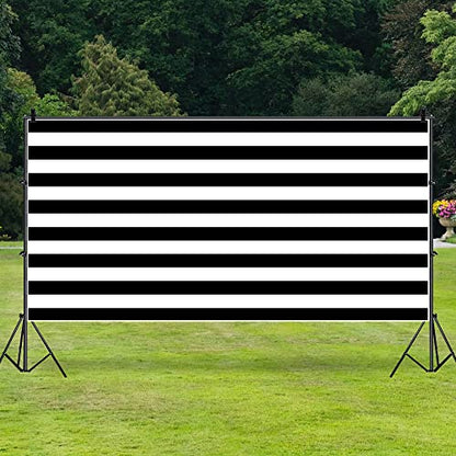 AOFOTO 20x10ft Black and White Striped Backdrop Baby Adult Birthday Party Decoration Wedding Photography Background Cloth Kids Girl Boy Portrait Photo Studio Props Baby Shower Banner Vinyl Wallpaper - size: 20x10ft