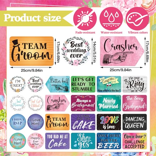 Beeveer 24 Design Wedding Arrow Photo Booth Props Selfie Props Kit with Double Sided Count PVC Photo Booth for Wedding Party Decorations Bridal Shower Engagement Supplies - style: Wedding