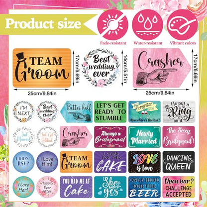 Beeveer 24 Design Wedding Arrow Photo Booth Props Selfie Props Kit with Double Sided Count PVC Photo Booth for Wedding Party Decorations Bridal Shower Engagement Supplies - style: Wedding