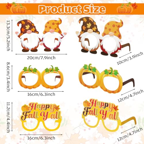 32 Pcs Fall Party Decoration Paper Eyeglasses Autumn Thanksgiving Costume Photo Booth Prop Pumpkin Maple Leaf Autumn theme Supplies for Hello Fall Harvest Decorations Thanksgiving Party Favor - style: Fall