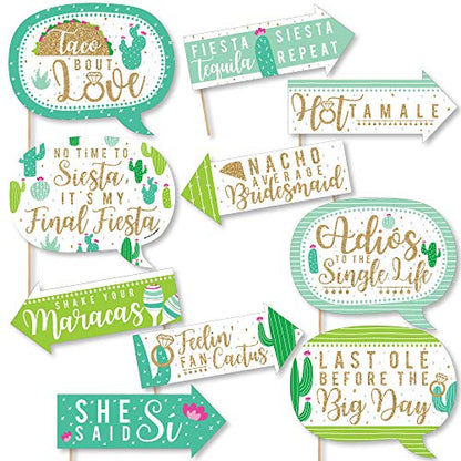 Big Dot of Happiness Funny Final Fiesta - Last Fiesta Bachelorette Party Photo Booth Props Kit - 10 Piece - color: Fiesta