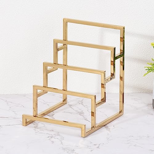 uxcell Clutch Purse Display Stand 4 Layer Wallet Display Rack Metal Clutch Holder Riser for Home Retail Store Supplies - Gold - color: Gold, size: 4 Layer