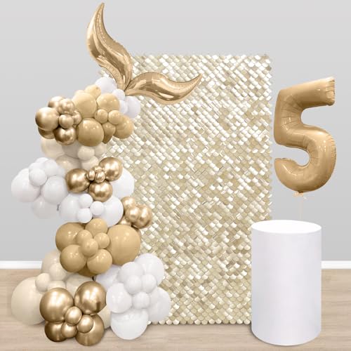 Light Gold Shimmer Wall Panels 3ftx4ft Sequin Photo Backdrop for Birthday Wedding Engagement Party Mermaid Disco Wall Decor - color: Light Gold, size: 3ftx4ft