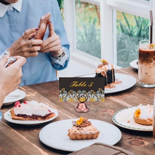 Fulmoon 24 Pcs Mini Table Number Holders Place Card Holders 1.5 Inch Steel Table Sign Stands for Wedding Graduation Reception Restaurant Home Photo Picture Office Memo (Red Bronze) - color: Red Bronze