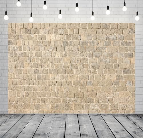 BELECO 5x4ft Fabric Vintage Brick Stone Wall Backdrop Textured Brick Rock Stone Wall Photography Background Medieval Castle Stone Wall for Party Decorations Studio Booth Photo Props - size: 5x4FT