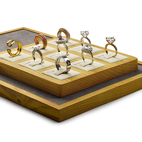 Jewelry Tray Solid Wood Display Stand Ring Storage Jewelry Ring Display Props Tray - color: Wsm02501