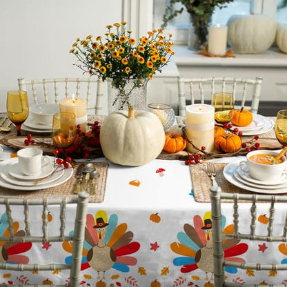 Gatherfun Turkey Thanksgiving Party Supplies - 3 Pack Disposable Plastic Tablecloth, 54”x108” Table Cover Ideal for Autumn and Thanksgiving Party Decorations - style: thanksgiving