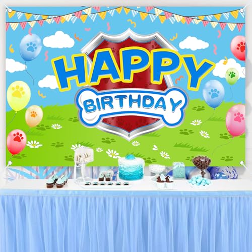 5x3ft Cartoon Dog Theme Backdrop Cartoon Photography Background Kids Boys Girls Birthday Party Decorations Photo Booth Banner Props - color: Red-Dog