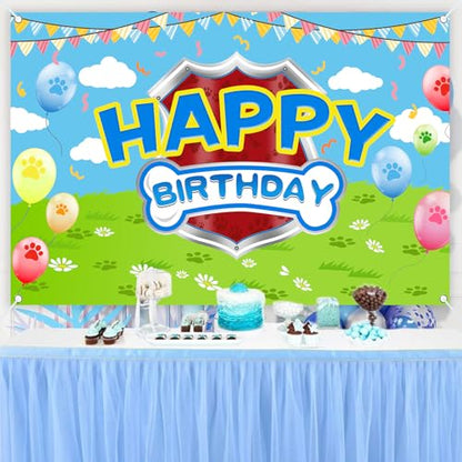 5x3ft Cartoon Dog Theme Backdrop Cartoon Photography Background Kids Boys Girls Birthday Party Decorations Photo Booth Banner Props - color: Red-Dog