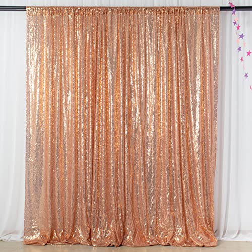 ShinyBeauty 5FTx7FT Rose Gold Sequin Backdrop Premium Sequin Fabric Photography Background for Weddings, Birthdays, Baby Showers - Wrinkle-Resistant, Easy to Hang, Multi-Use Studio Decor - color: Rose Gold, size: 5FTx7FT
