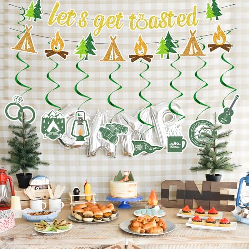 Camp Bachelorette Decorations - 10PCS Let's Get Toasted Banners Camping Hanging Swirls Decor Supplies Themed Party - style: Camp