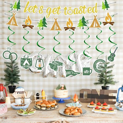 Camp Bachelorette Decorations - 10PCS Let's Get Toasted Banners Camping Hanging Swirls Decor Supplies Themed Party - style: Camp
