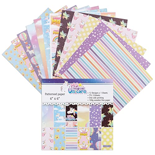 12 Sheets Scrapbook Paper Pads, 12 Designs 6"x6" Single Sides Patterned CardStock Papers, 160gsm Decorative Background Craft Paper, Scrapbooking Pad for Card Making DIY Projects(Rainbow & Dots) - color: Rainbow & Dots