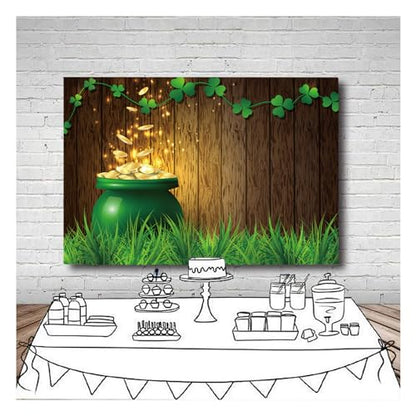 Qian 5x3ft St.Patrick's Day Photography Background Lucky Irish Shamrock Wooden Texture Photo Backdrop for Newborn Baby Kids Portraits Photo Studio Supplies