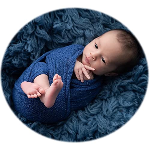 Zeroest Newborn Photo Prop Stretch Knit Wrap for Baby Photography Newborn Photoshoot Outfits Boys Girls Posing Blanket (Navy) - color: Navy