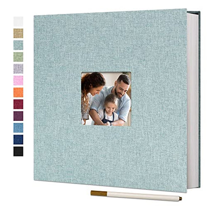 Vienrose Large Photo Album Self Adhesive for 4x6 8x10 Pictures Linen Scrapbook Album DIY 60 Blank Pages with A Metallic Pen - color: Turquoise, size: 11"x10.6" 60Pages