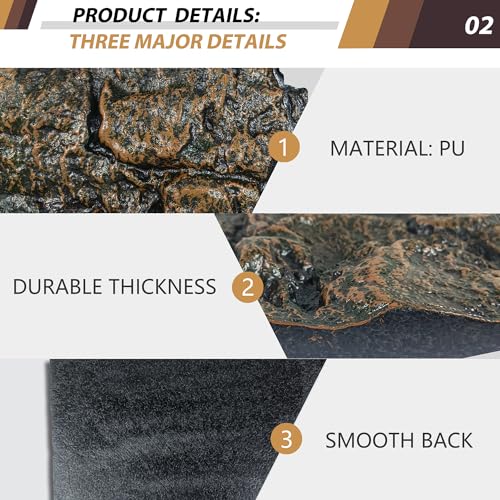 17.7x11.8in Rock Terrarium Background,3D Reptile Tank Background Board,Amphibian Stereo Backdrop Wall,Lizard Snake Gecko Spider Turtle Fish pet silo Background Decorative Panel(Yellow) - color: Yellow 1P