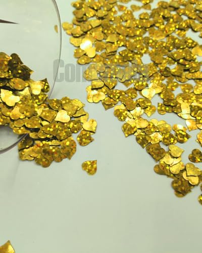 Heart Confetti Bulk - Glitter Hearts Shaped Sprinkles for Weddings, Valentines Day Decorations, Photo Shoots, Envelope Stuffing, Party Supplies & Memory Keepsakes(Golden) - color: Golden