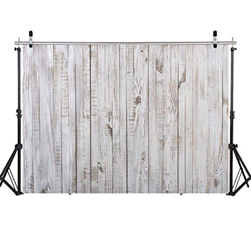 8x6FT Vintage Wood Backdrop Retro Rustic White Gray Wooden Floor Backdrops for Photography Kids Adult Photo Booth Video Shoot Vinyl Studio Prop 11890 - size: 8x6FT