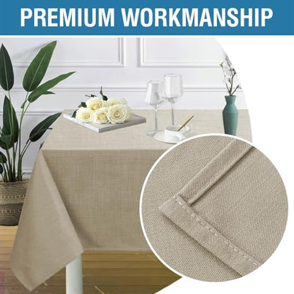 H.VERSAILTEX Linen Textured Table Cloths 54 x 54 Inch Premium Solid Tablecloth Spill-Proof Waterproof Table Cover for Dining Buffet Feature Extra Soft and Thick Fabric Wrinkle Free, Taupe - color: Taupe, size: 54" x 54" (Square)