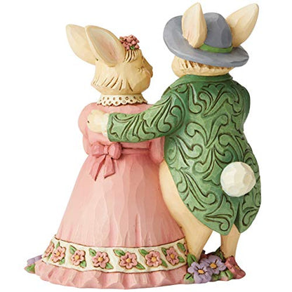 Jim Shore Hare's to Happiness Bunny Couple with Easter Basket Figurine 6006232