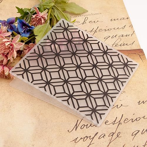 Arbuya Geometric Background Plastic Embossing Folder (5.9"x5.9''| Geometric Pattern) Paper Crafts Plastic 3D Textured Impressions for Card Making Scrapbooking