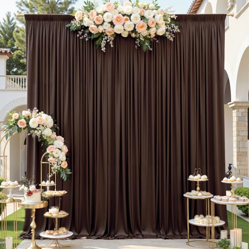gogoparti 10x12ft Brown Backdrop Curtain for Wedding Parties, 2 Panels (5x12 ft Each) Wrinkle-Free Dackdrop Curtains, Silky Draping Fabric for Birthday Party, Baby Shower, Photo Background - color: Brown, size: 5ft(W)x12ft(H)-2 Panels