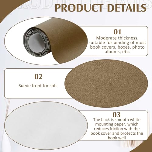 PerKoop Book Cloth for Book Binding 40 x 16 Inch Fabric Surface Paper Backed Bookcover Archival European Durable Strong Bookbinding Supplies Cover Books Album Scrapbooking (Brown) - color: Brown