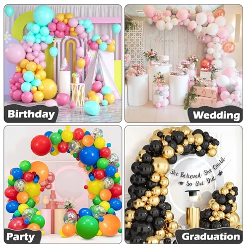 AerWo [Upgraded] Balloon Arch Kit Stand, 8.2ft+6ft Half Arch Balloon Stand with Base, Free Bending Top Balloon Arch Frame Curve for Floor, Perfect Birthday Wedding Christmas Decorations - style: Black Balloon Arch Stand