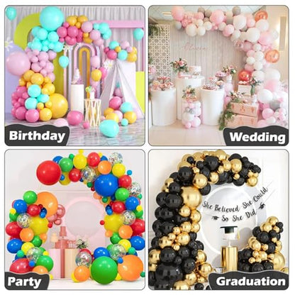 AerWo [Upgraded] Balloon Arch Kit Stand, 8.2ft+6ft Half Arch Balloon Stand with Base, Free Bending Top Balloon Arch Frame Curve for Floor, Perfect Birthday Wedding Christmas Decorations - style: Black Balloon Arch Stand