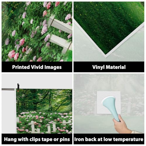 AOFOTO 4x5ft Romantic Garden Photography Studio Background Wedding Backdrop Spring Flowers Fence Meadow Grassland Girl Lovers Baby Kid Toddler Artistic Portrait Forest Photoshoot Props Video Drape - size: 4x5ft