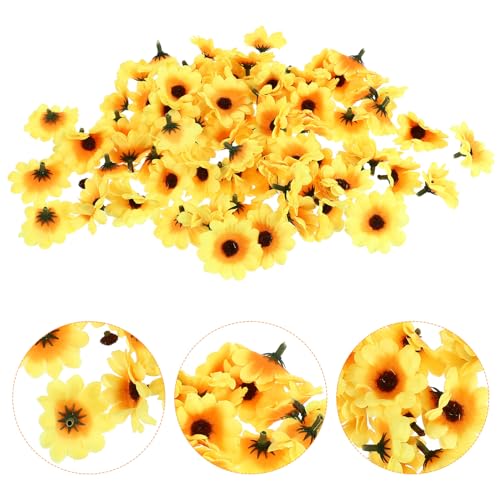 100 Pcs Artificial Sunflower Heads Faux Yellow Simulation Flowers Decorative Flower Prop for Home Décor Photography and Event Styling