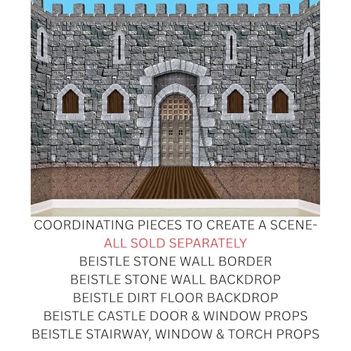 Beistle Brick Stone Wall Backdrops, 4’ x 30’, 2 Pack – Medieval Party Decorations, Medieval Decor Background, Photo Backdrop, Easy to Adhere Wall Covering, Stone Backdrop, Halloween Party Decorations - style: Stone Wall - 2 Piece
