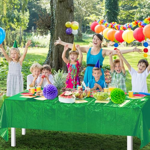 4 Pcs Iridescent Green Tablecloth Party Decorations, Holographic Foil Green Table Cloth, Disposable Rectangle Laser Table Cover for Baby Shower Wedding Birthday Witch Party Supplies, 54x108 Inch - color: Green