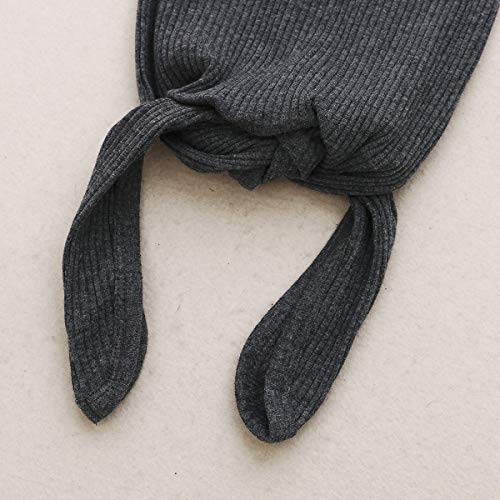 Newborn Cotton Nightgowns Neutral Baby Knotted Sleeper Baby Coming Home Outfit - color: Charcoal Gray