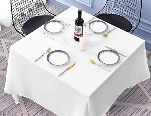 Surmente White Square Tablecloth-52x52 Inch Table Cloth for Small Square Tables,Washable Polyester Table Cover for Weddings, Banquets, or Restaurants - color: White, size: 52" x 52" (Square)