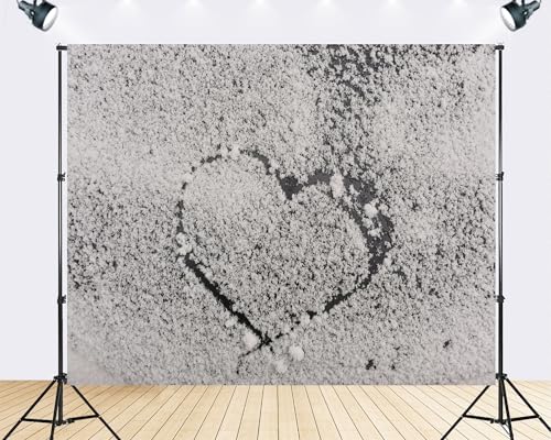 Trykid 10x7ft White Powder Heart Shape Backdrop Sweet Romantic Style Photography Background Valentine Wedding Baking Shoot Tapestry Party Decoration Photo Studio Prop Fabric - size: 10x7ft