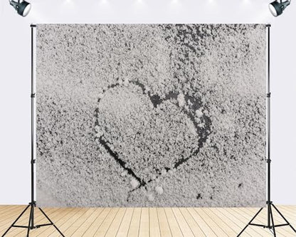 Trykid 15x8ft White Powder Heart Shape Backdrop Sweet Romantic Style Photography Background Valentine Wedding Baking Shoot Tapestry Party Decoration Photo Studio Prop Fabric - size: 15x8ft