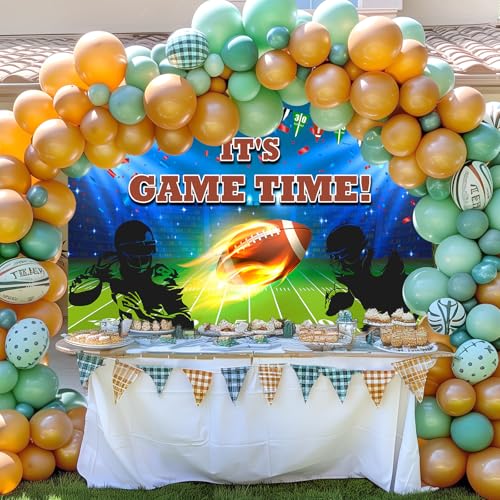 Avezano Football Backdrop It's Game Time Sports Birthday Party Decorations Football Theme Baby Shower Party Background (7x5ft, 83x59inch) - size: 7x5ft, 83x59inch