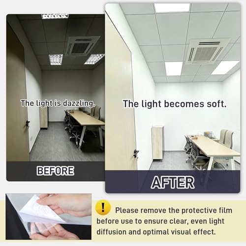 4 Pack Fluorescent Light Diffuser Panel for Drop Ceiling Light, 46.5" x 22.5" x 0.08" Matte PC Frosted Translucent Replacement Flat Sheet for Classroom Office Home Hospital (White)