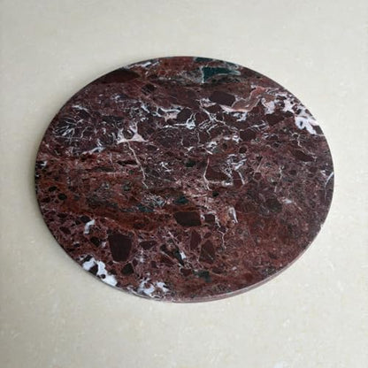 Natural Round Marble Tray Glossy Pastry Board for Dessert, Cheese, Coffee, Smooth on Both Sides (Rosa Levanto) - color: Rosa Levanto