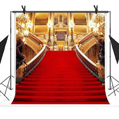 Red Carpet Backdrop, Golden Palace Gorgeous European Hall Photo Backdrop, Vinyl 10x10ft Prom Picture Photo Studio Props BJXTGU71 - color: Red, size: 10x10ft