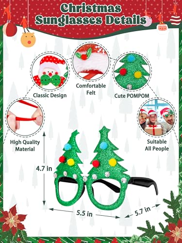 HOVACY 50 Pcs Christmas Glasses for Women, Christmas Glasses Bulk, Plastic Santa Accessories for Xmas Decorations Accessories