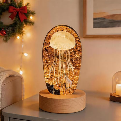 Battery Power Led Light Stand for 3D Crystal Art Glass,Warm Light,Wood,4 inch - color: Yellow
