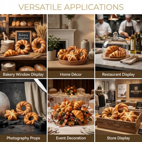Lifelike PU Bread Prop for Holiday Decor, Simulation Artisan Loaf for Thanksgiving Table, Christmas Kitchen Styling, Halloween Display (B8)